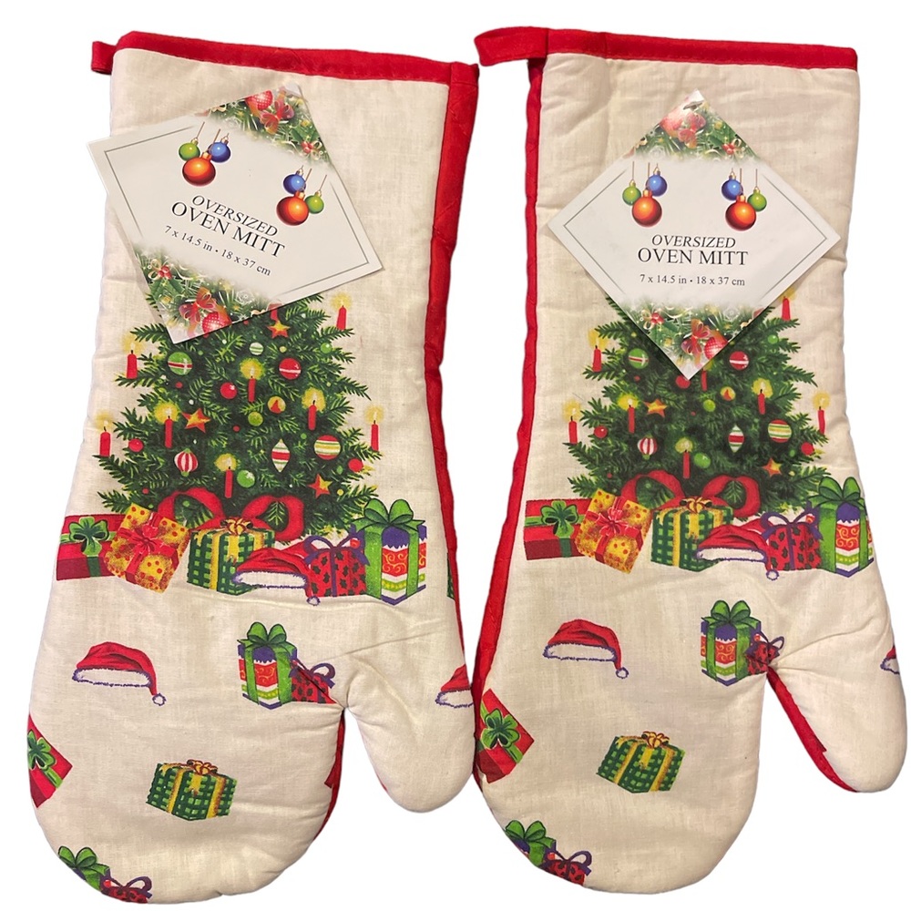 🎄🎄2~Oven Mitts Christmas Tree Ornaments 7” x 14.5” (18 x 36 cm)🎄🎄